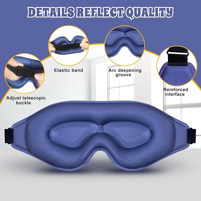 3D Advanced Eye Mask for Sleeping，Ultra Delicate Soft Skin Friendly Eye mask，100% Blackout Sleep Eye Mask for Sleep, Eyelash Extension Sleep mask