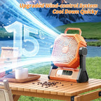 VVU&CCO Table Fan Portable Fan for Camping with LED Lantern,10000mAh Rechargeable Battery,30H Runtime,USB-C Fast Charging,3 Speeds Strong Airflow,Cordless for Travel Barbecue Home Office Tent Desk