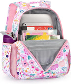 mibasies Kids Backpack for Girls: Girls Backpack 5-8 - Kindergarten Elementary School Bookbag for Girl - Flower Pink