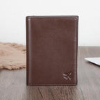 Polare Napa Leather Pilot Wallet Passport Holder RFID Blocking Tri-fold Travel Cover Document Organizer for Aviation Professionals (Coffee)