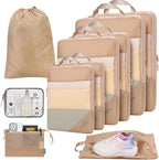 PFEYRPK Lightweight Compression Packing Cubes for Suitcases, Compressible Expandable Travel Packing Organizer with Clear Toiletries and Backpack Bag, Travel Essentials for Carry on Luggage 7 Set