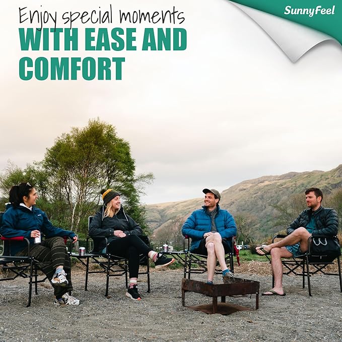 SUNNYFEEL Camping Directors Chair 2 Pack, Heavy Duty,Oversized Portable Folding Chair with Side Table, Pocket for Beach, Fishing,Trip,Picnic,Lawn,Concert Outdoor Foldable Camp Chairs