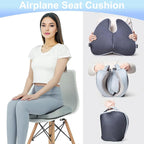 Travel Seat Cushion for Airplane, Foldable Hemorrhoid Pillows for Sitting, Airplane Seat Cushion for Long Flights, Stadium Pillow for Bleachers Long Sitting