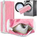 2Pcs Reusable Shoe Washing Machine Bag for Washer and Dryer:Free Up Hands, Prevent Deformation,shoe bag with Zipper Protection Design, Use for all Shoes,Sports Shoes(Yellow) (A-Pink)