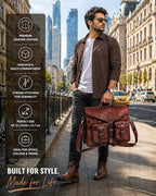 DHK Laptop Messenger Bag 17.6 Inch, Tocode Water Resistant Vintage Canvas Leather Shoulder Bag, Durable Computer Bags Business Briefcases Satchel Bag Work Bags for Men and Women, Coffee (brown)