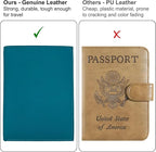 Teal RFID Genuine Leather Passport Wallet