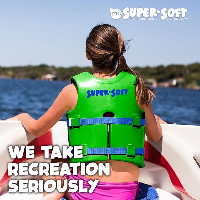 TRC Recreation Super Soft Child Life Jacket USCG Approved Vinyl Coated Foam Swim Vest for Kids Swimming Pool and Beach Gear