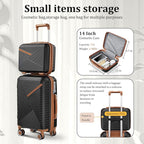 Hard Shell Luggage Sets 4 Piece with 360 Spinner Wheels,Lightweight Suitcase Set with TSA Lock,Travel Luggage Set with Telescoping Handle,Light and Strong,Easy to Clean (Black)