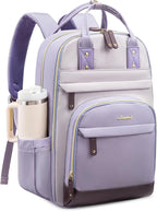 LOVEVOOK Laptop Backpack Women with Giant Cup Holder,17.3 inch Work Travel Backpack Computer Laptop Bag,Cute College Nurse Teacher Backpack Purse,Gift for Women & Men,Taro purple-Light purple-Purple