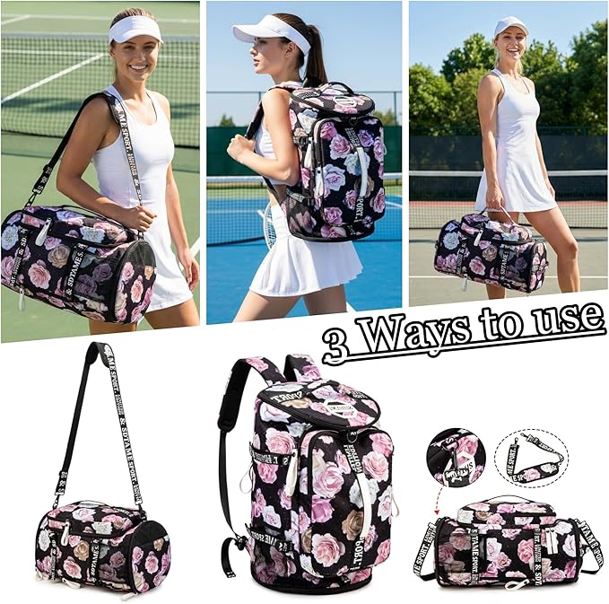 Gym Duffle Bag Backpack with Shoe Compartment,4 ways Travel Backpack for Women and Men,Multi-Functional Weekender bag with Waterproof Layer&Laptop Compartment for Fitness, Travel,Camping