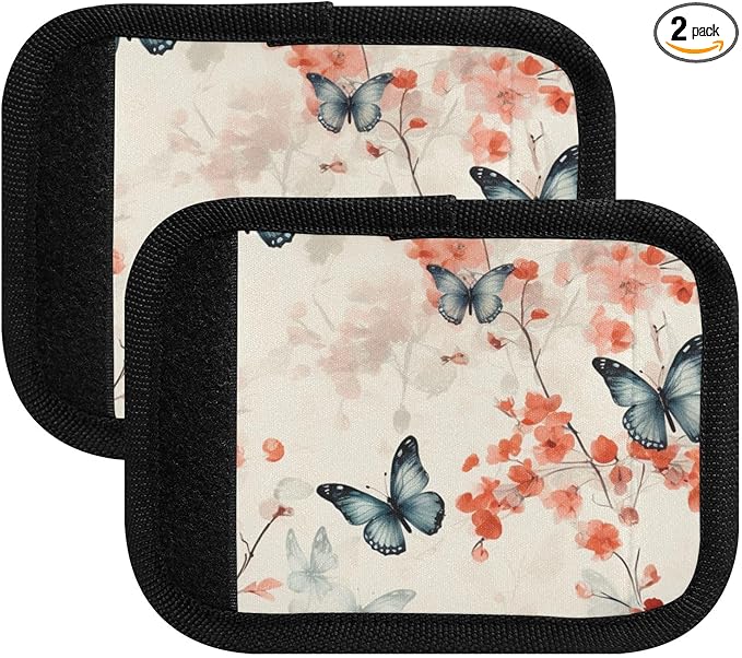 Chinese Style Butterfly Luggage Handle Wrap for Suitcase Luggage Tags Handle Covers Identifiers Soft Decorations Travel Accessories 2 Pack