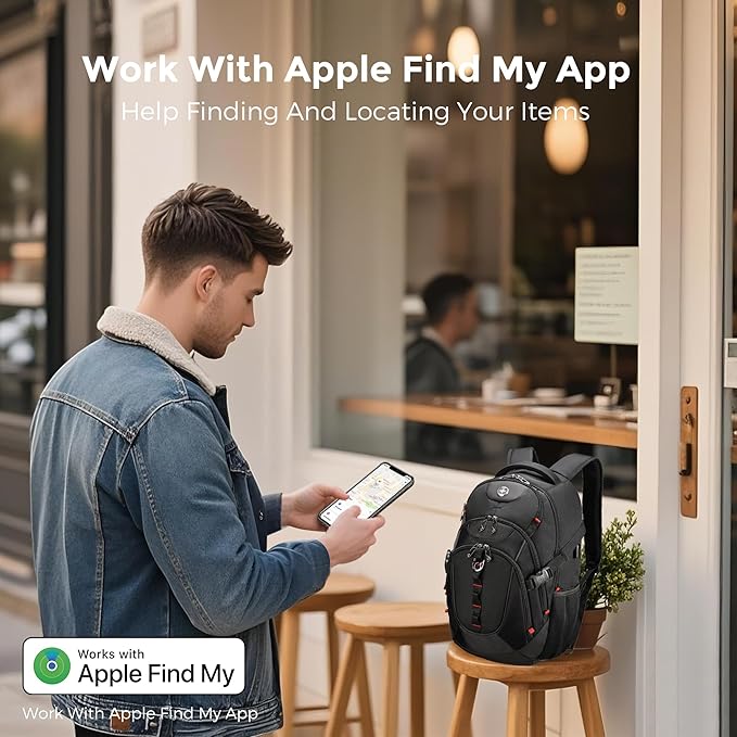 Swissdigital Design Travel Backpack for Men with Apple Find My, Laptop Backpack with USB Charging Port, RFID Protection, Add-A-Bag System - Travel Backpack for Men-Finder Color Random | SD803BT013-01