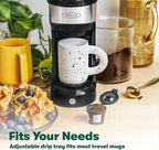 BELLA Dual Brew Single Serve Coffee Maker, Brews both Kcup and Ground Coffee, Large 14oz Capacity, Easy One Touch, Auto Shutoff, Black