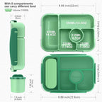 Amathley Bento Box Adult Lunch Box Kids,Lunch Containers for Adults/Kids/Toddler,5 Compartments Bento Lunch Box with Sauce Vontainers,Microwave & Dishwasher & Freezer Safe,BPA-Free (Green)