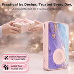 5-in-1 Magnetic Power Bank, 5000mAh Portable Wireless Charger with Mirror, Stand, Bluetooth Remote & Card Holder, MagSafe Compatible Travel Essential for iPhone & Samsung, USB-C Cable Included