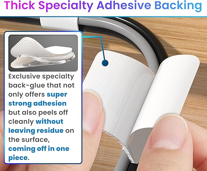 LX IntMfr. Hook and Loop Cable Ties, Self Adhesive Hook and Loop Cable Straps, Sticky-back Cord Organizer, Cable Clip, Household & Office Essentials, 40Pcs per Pack