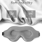 Sleep Eye Mask for Men Women, Sleeping Mask for Side Sleeper, Travel Blackout Night Blindfold Eye Shade Cover with Adjustable Strap (Grey)