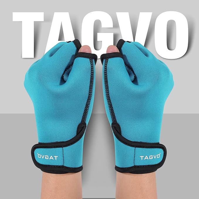 TAGVO Aquatic Gloves for Helping Upper Body Resistance, Webbed Swim Gloves Well Stitching, No Fading, Sizes for Men Women Adult Children Aquatic Fitness Water Resistance Training