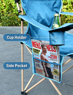 Docusvect Beach Chair with Canopy Shade, Folding Camping Chair with Canopy with Cup Holder, Side Pocket for Camp, Beach, Tailgates, Fishing - Support 330 LBS