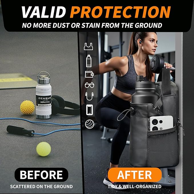 Magnetic Gym Bag for Women and Men, Magnetic Water Bottle Holder with Strap and Phone Pocket