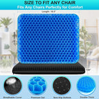 Gel Seat Cushion for Long Sitting - 1.65inch Double Thick Cooling Egg Cushion for Back, Hip, Sciatica, Coccyx, Tailbone Pain Relief - Office Chair Car Seat Cushion – Wheelchair Cushions