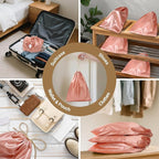 Ewen Pack of 12 Satin Drawstring Dustbags with Blank Tags, Dustproof Packing Pouch Set in Small Medium Large for Travel Essentials, Pink Orange Silk Bag for Handbags Clothes Purse Organization Storage