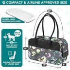 PetAmi Dog Purse Carrier for Small Dogs Cats, TSA Airline Approved Soft-Sided Pet Carrier with Pockets, Ventilated Travel Tote Bag with Bed & Shoulder Strap, Puppy Kitten, Max 12 lbs, Floral Gray