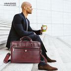 HAMMONDS FLYCATCHER Genuine Leather Laptop Bag for Men, Padded 15.6" Laptop Sleeve, Leather Messenger Bag for Men Briefcases