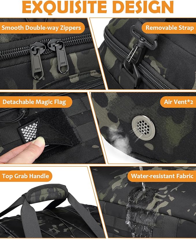 50L Gym Bags for Men, 3 in 1 Travel Duffle Bag with Shoe Compartment, Tactical Military Backpack for Overnight Weekender Gym Traveling Workout Deployment