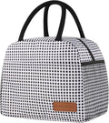 douyadady Lunch Bag Women/Men Lunch Box Women/Men (Black+White Grid)