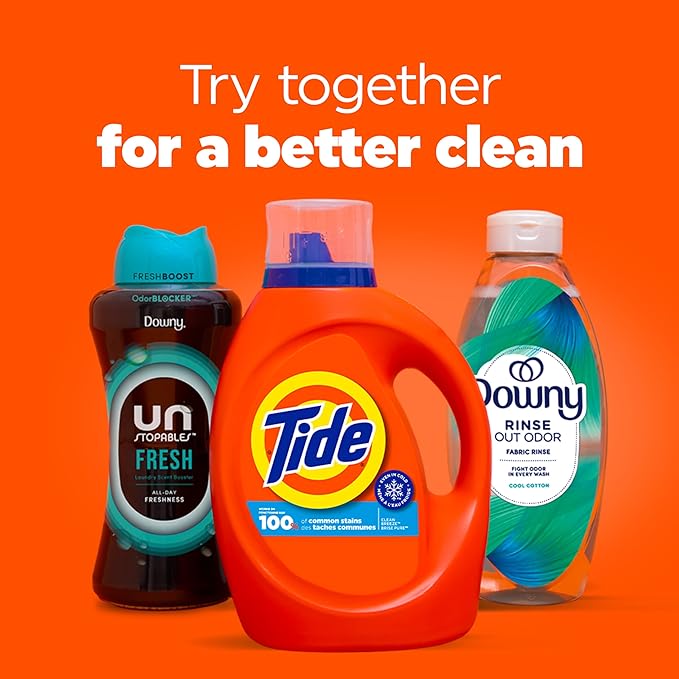 Tide Laundry Detergent Liquid, Clean Breeze Scent, 48 Loads, 60 fl oz, Works on 100% of Common Stains
