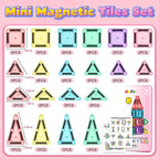 ORZbb Mini Magnetic Tiles Toddler Travel Essentials Set with Case, Magnetic Blocks Building Montessori Educational Learning Sensory Preschool Toys for 3+ Year Old Boys Girls Birthday Gifts