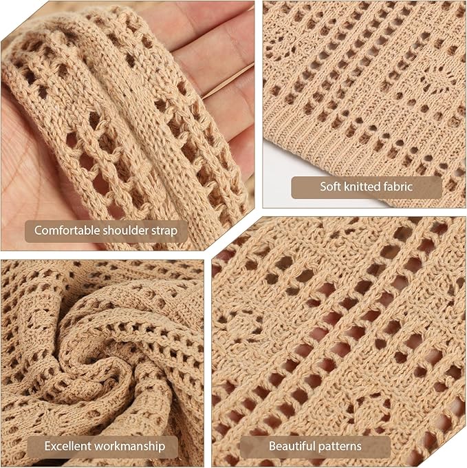 WantGor Crochet Bags, Beach Mesh Tote Bag Womens Shoulder Shopping Handbag Casual Travel Totes Bag Foldable Hobo Bags