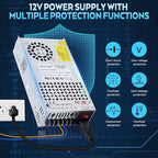 Upgraded 12V DC Power Supply 480W 40A AC to DC Converter Switching Power Supply for Led Strip, Motor Pump, CCTV, 3D Printer, Electronic Instruments, Lab Computer