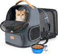 Morpilot Expandable Cat Carrier Backpack for Small Dogs & Cats Up to 20lbs, Breathable Mesh Pet Travel Backpack with Safety Leash, Foldable Airline Approved Carrier for Hiking Camping Outdoor, Grey