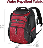 KROSER TSA Friendly Travel Laptop Backpack 18.4 inch XXXL Gaming Backpack Water-Repellent College Daypack Business Backpack with RFID Pockets & USB Port for Men/Women-Black/Red
