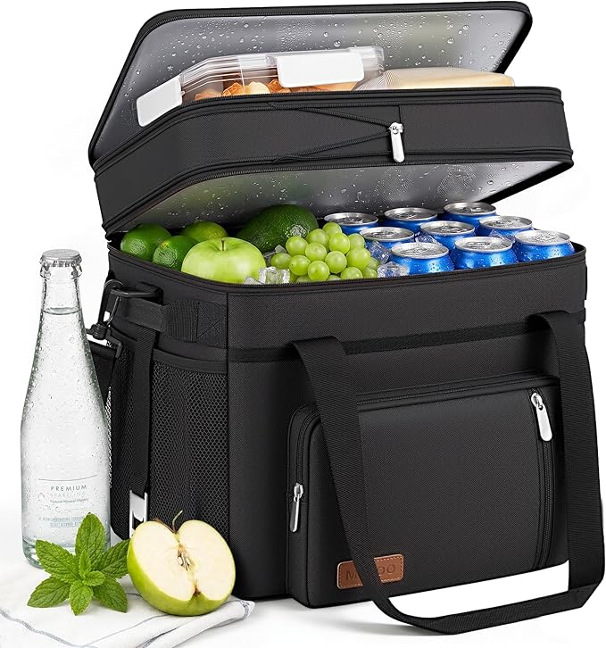 MIYCOO Cooler Bag Double Deck - 60 Can Leakproof Insulated Portable Soft Lunch Cooler, Extra Large Expandable Ice Chest Cooler for Beach, Picnic, Camping, Shopping