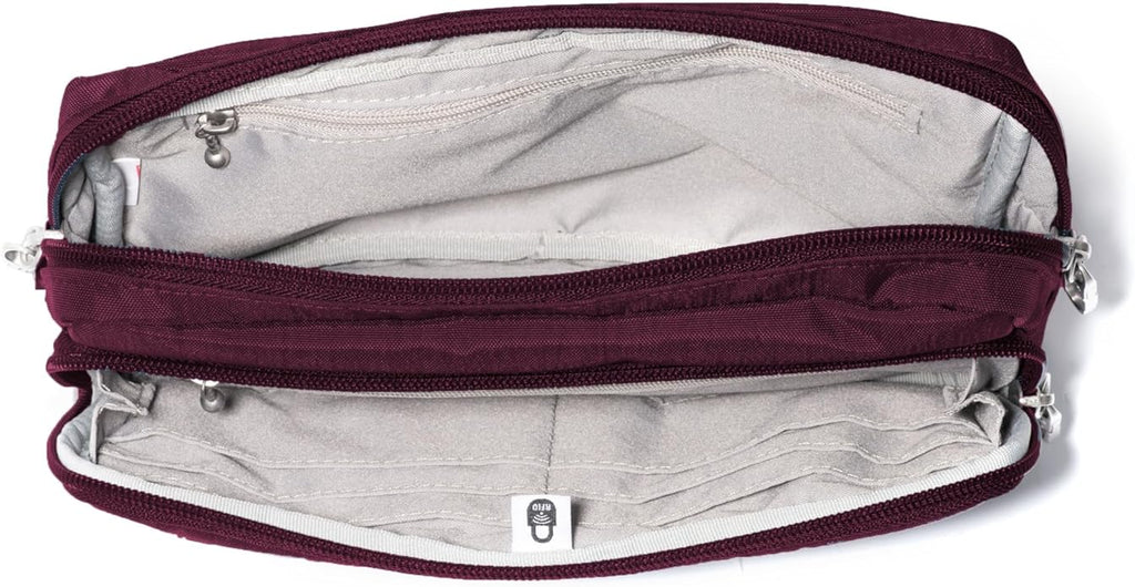 Baggallini Securtex Anti-theft Belt Bag 8.8"x5.5" Crossbody Fanny Pack for Women RFID Wallet Locking Zipper Travel Purse