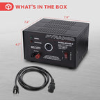 Pyramid Universal Compact Bench Power Supply - 10 Amp Linear Regulated Home Lab Benchtop AC-to-DC Converter w/ 13.8 Volt DC 115V AC 250W Input, Screw Type Terminal, 12V Car Cigarette Lighter-PS15K.5