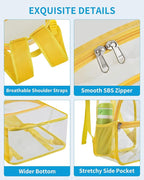 Paxiland Clear Backpack Stadium Approved 12×12×6 with Reinforced and Wider Shoulder Straps, Small Clear Bag for Schools, Concerts, Work, Festivals and Sporting Events - Yellow