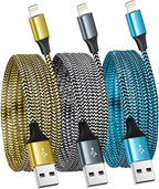 SHUSEL for iPhone Charger 10FT 3 Pack USB Lightning Cable MFi Certified Fast Charging Nylon Braided for iPhone Charger Cord Compatible with iPhone 14 Plus 14 pro max 13 12 11 XS X XR 8 Plus