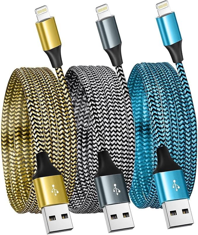 SHUSEL for iPhone Charger 10FT 3 Pack USB Lightning Cable MFi Certified Fast Charging Nylon Braided for iPhone Charger Cord Compatible with iPhone 14 Plus 14 pro max 13 12 11 XS X XR 8 Plus