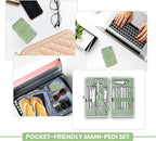 Utopia Care - Manicure Kit for Women and Men, Manicure Set with Nail Clippers or Nail Kit Includes Fingernail & Toenail Clippers,15-Pcs Pedicure Kit Stocking Stuffers with Travel Case - Green