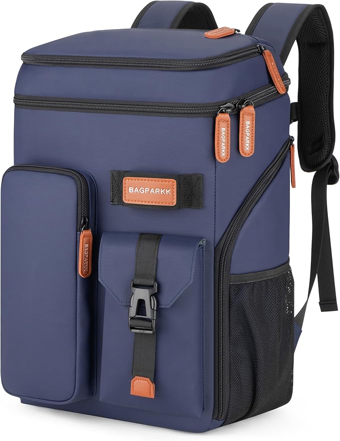 BAGPARKK Insulated Cooler Backpack,33/45 Cans Multifunctional Double Deck Leakproof Cooler Bag with Sternum Strap,Large Capacity Lightweight Travel Camping Beach Backpack