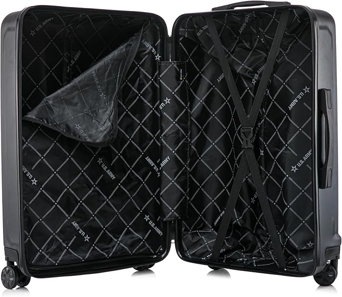 US ARMY Fox 28 inch Hardside Luggage with Spinner Wheels | Lightweight Large Suitcase for Extended Travel | Chevron Icon, Gel Handle, Side Studs, Retractable Trolley, Heavy Duty | Black