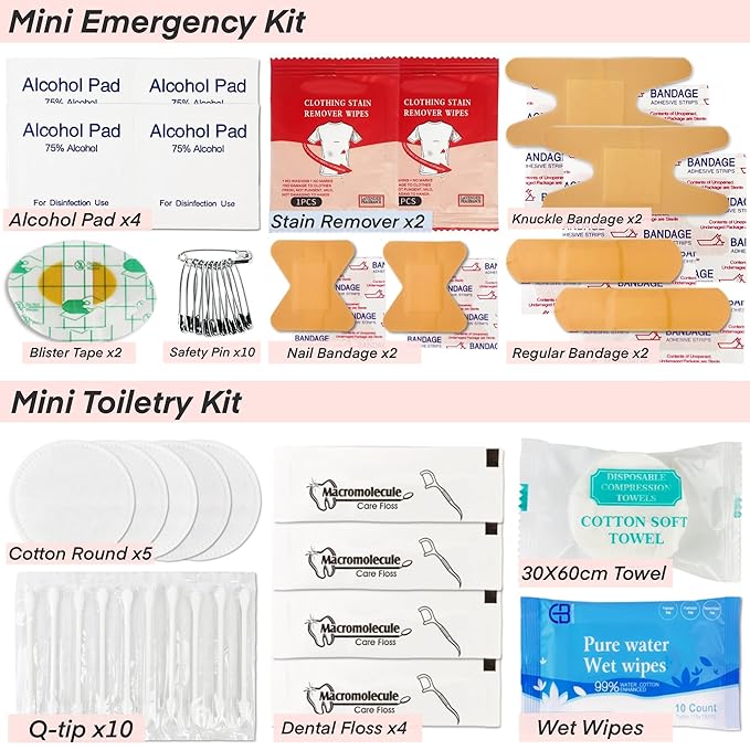 Travel Kit For Wedding And Honeymoon Emergency 32 Essential Items All In One Personal Care Set Toiletry Kit For Couples (Opaline White)