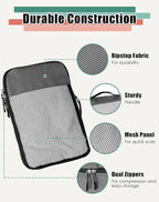 WTREE 4-Piece Packing Cubes Travel Accessories Set for Suitcases - Luggage Organizer Bags with Double Zipper - Mesh Top - Small - Dark Grey