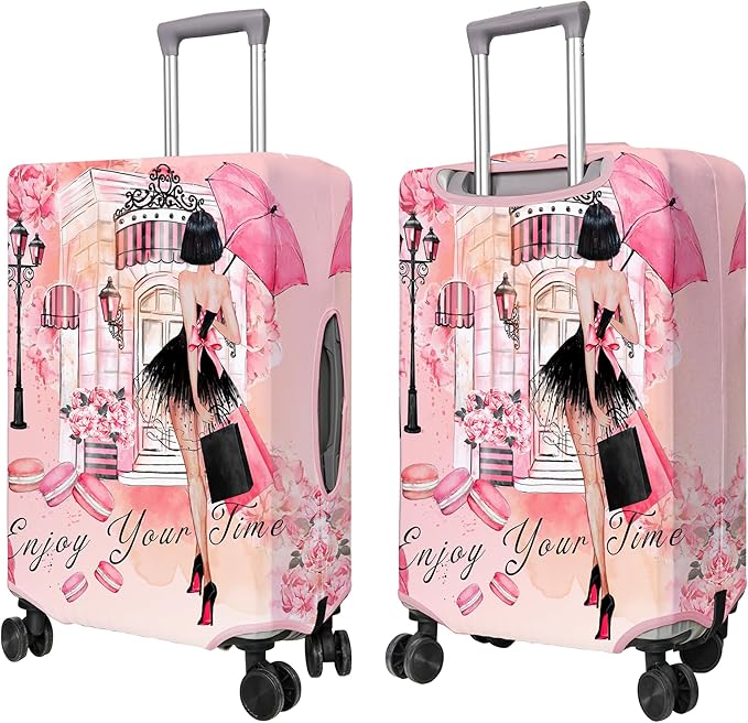 Travel Luggage Cover Suitcase Protector Fits 18-32 Inch Wheel Covers PatternedTravel Related Items Flower Luggage Protector Elastic S