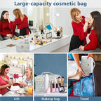 Gosect Large Makeup Bag, Cute Cosmetic Bag for Women Girls, Floral Coquette Aesthetic Toiletry Bag, Travel Make Up Organizer Bag (Pink Butterfly)