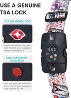 Travelkin Luggage Straps TSA Approved - Adjustable Cross Suitcase Straps with TSA Lock, Reinforced Buckle, Unique Pattern - Secure Heavy Duty Luggage Straps for Travel (Journey)